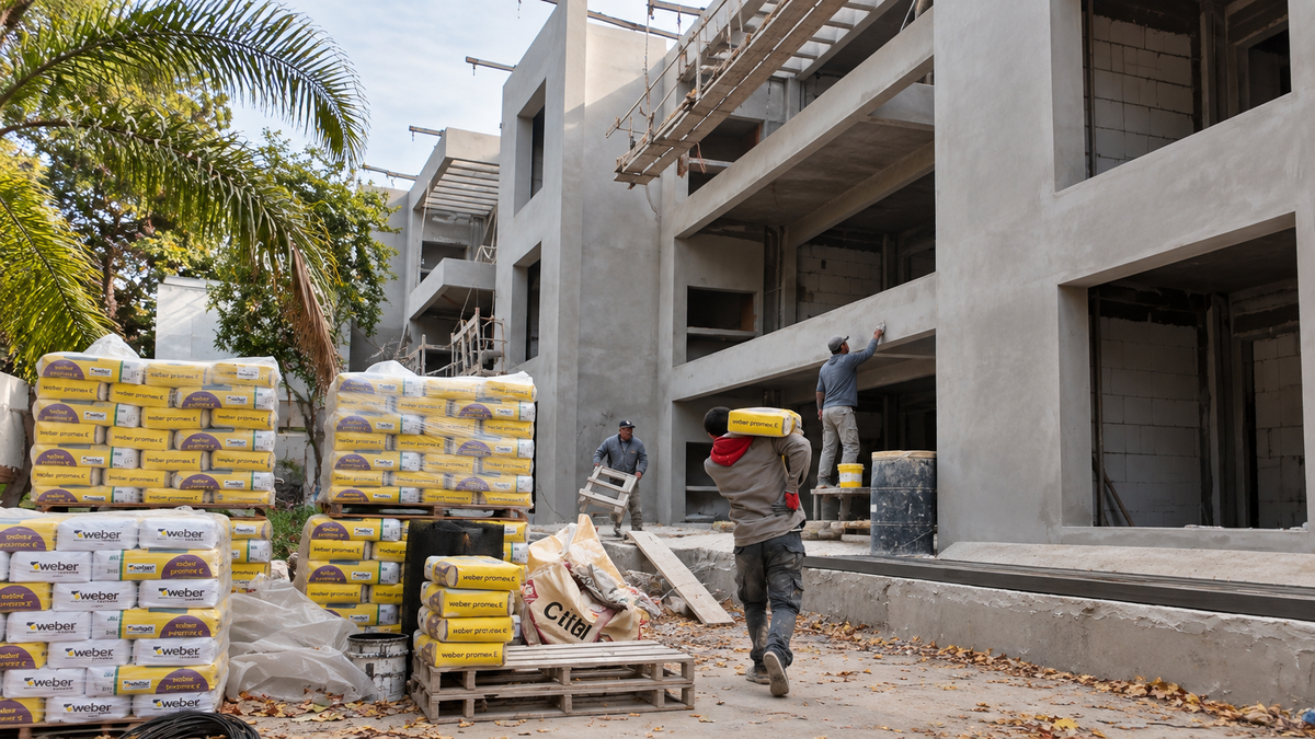 Güemes II: abastecimiento de weber promex E para un desarrollo residencial en Parque Leloir