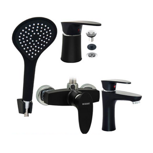 Combo de griferia Mozart Doha Monoc. Lavatorio bajo - Bidet s/t - Ducha ext. s/t  Ng (0406)