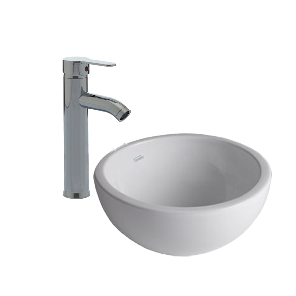 Combo Grifería Mozart Madrid CR (9039) + Bacha Apoyo Ferrum LPWF