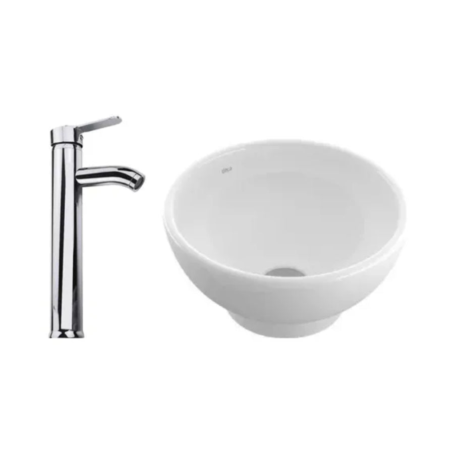 Combo Bacha Deca Oval (L.155.17) + Grifería de Lavatorio Alto (10017)