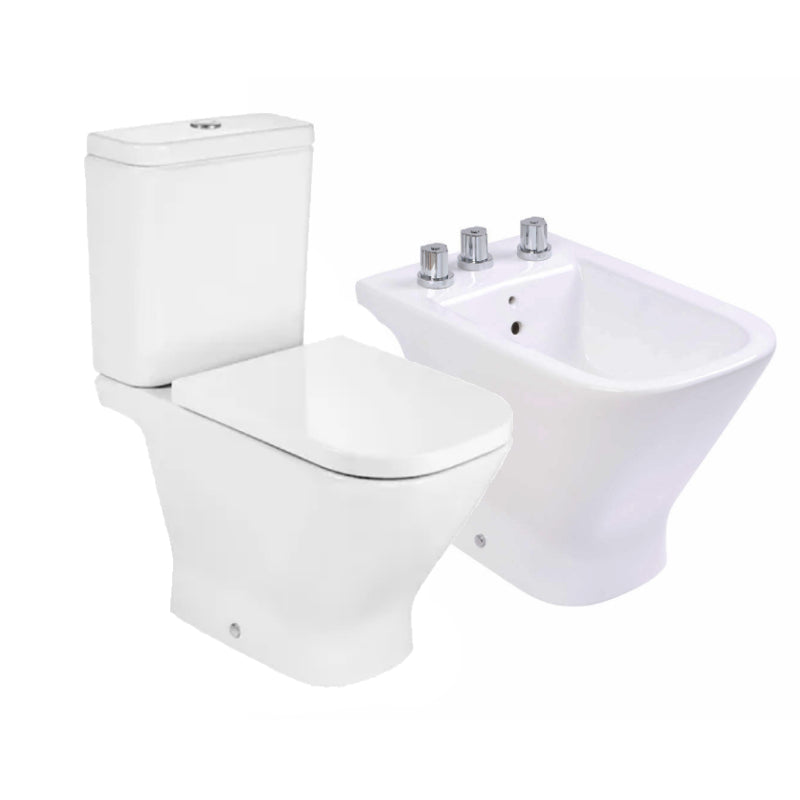 Combo Roca The Gap Inodoro Largo + Depósito Dual + Bidet + Tapa