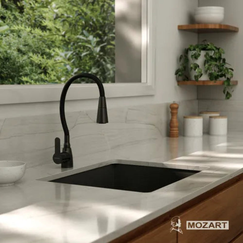 Griferia de Cocina Pico Flexible Negra Mozart (8321)