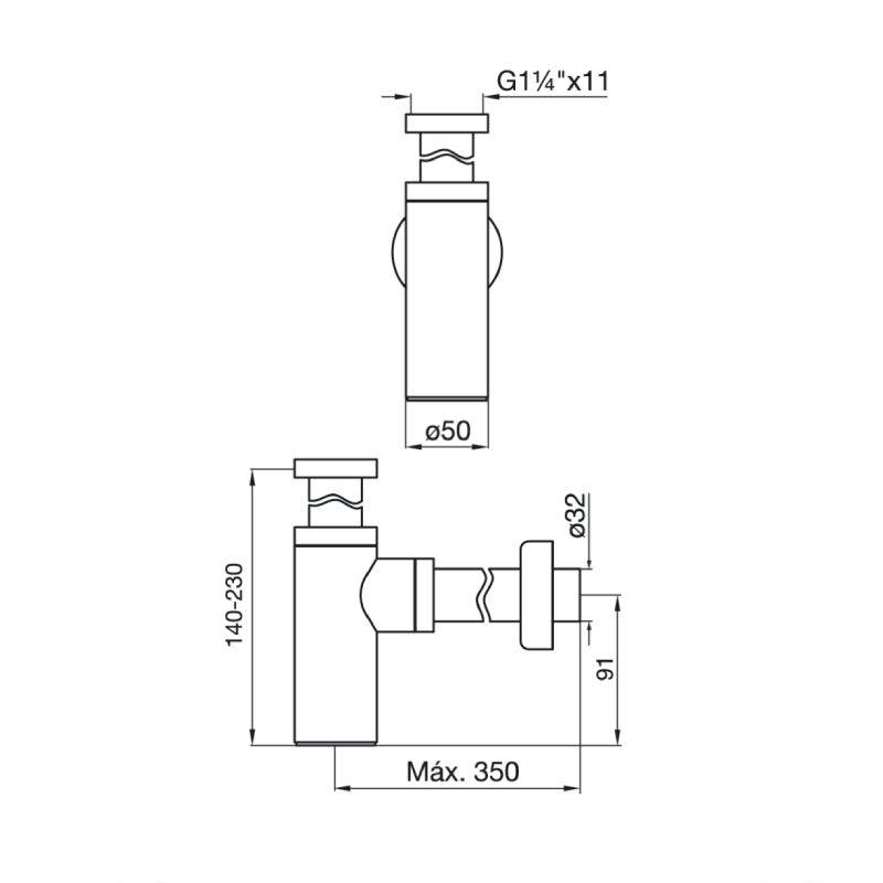 Descarga con Sifón para Lavatorio Minimalista FV (0242.01)
