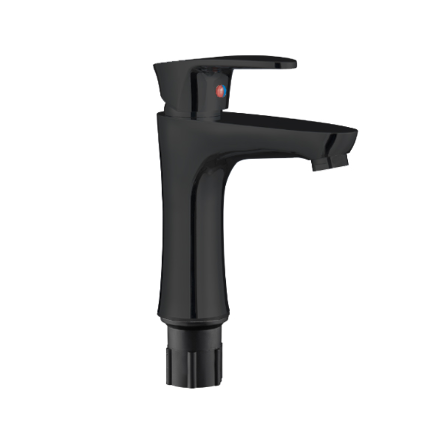Grifería de Lavatorio Monocomando Pico Recto Doha ABS Negra Mozart (7261)