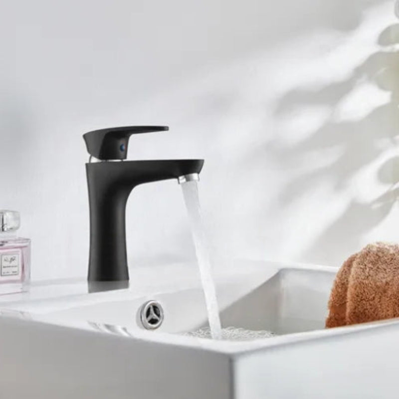 Grifería de Lavatorio Monocomando Pico Recto Doha ABS Negra Mozart (7261)