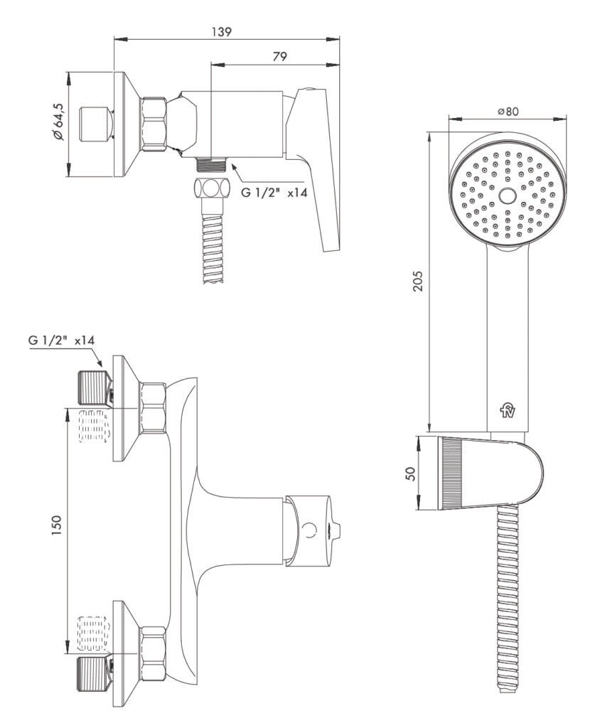 Grifería de Ducha Exterior S/transf Monocomando FV Alba (0311/G9)