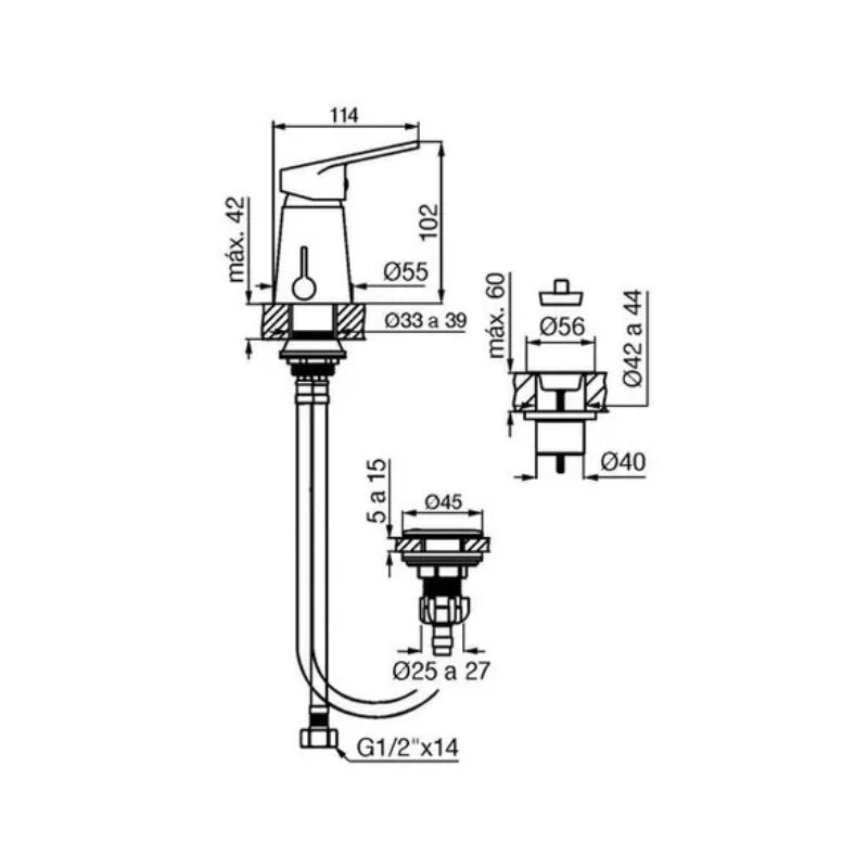Griferia de Bidet Monocomando Con Transferencia Fv Compacta  (0189/M4)
