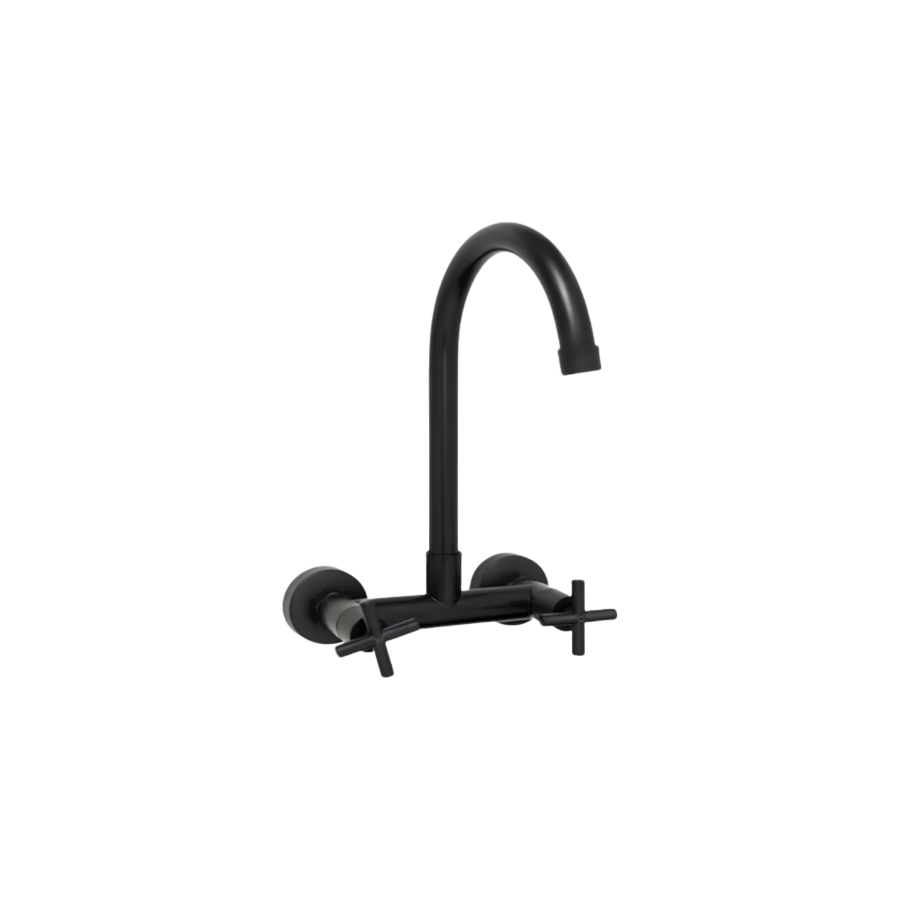 Grifería de Cocina de Pared Doble Comando Mozart Texas Negra (7074)