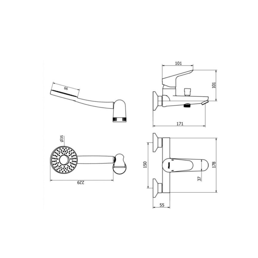 Kit de Ducha Exterior Monocomando Piazza Dot Cromo