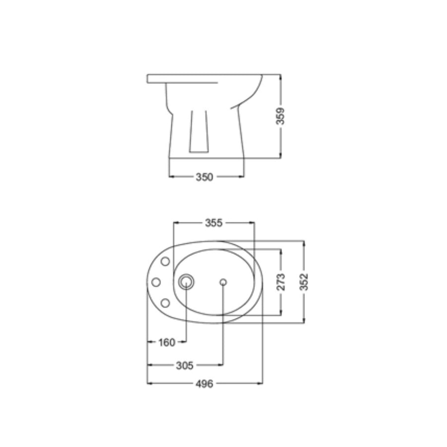Bidet Ferrum Andina 1 o 3 Agujeros (BEA1)/(BEA3)