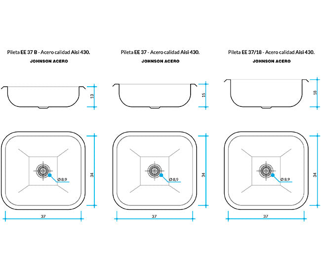 Pileta simple Johnson EE 37/18