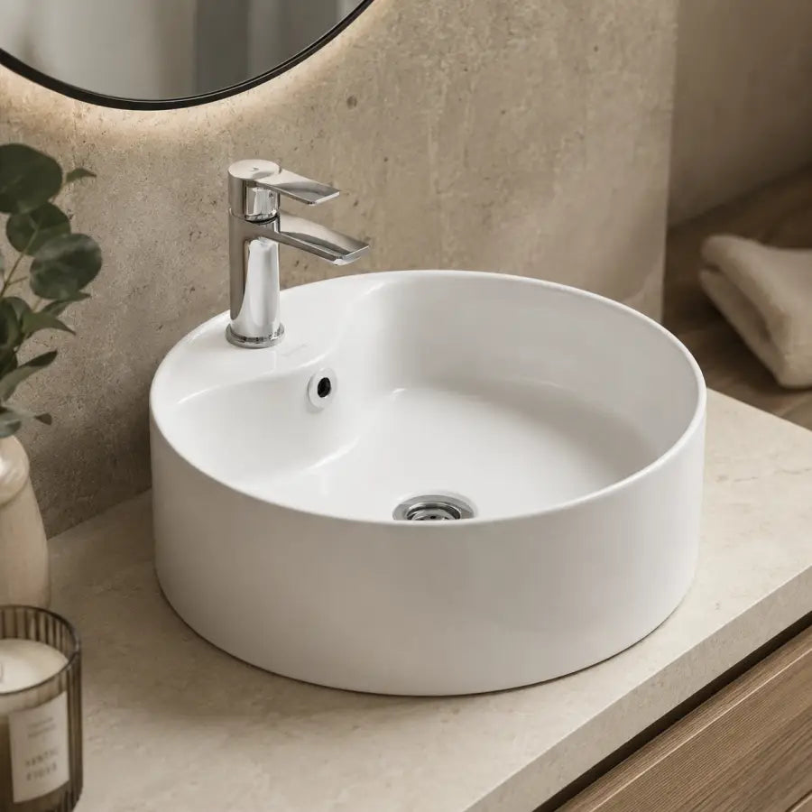 Bacha de Apoyar Peirano Circular Blanca (BCH02) - Bachas