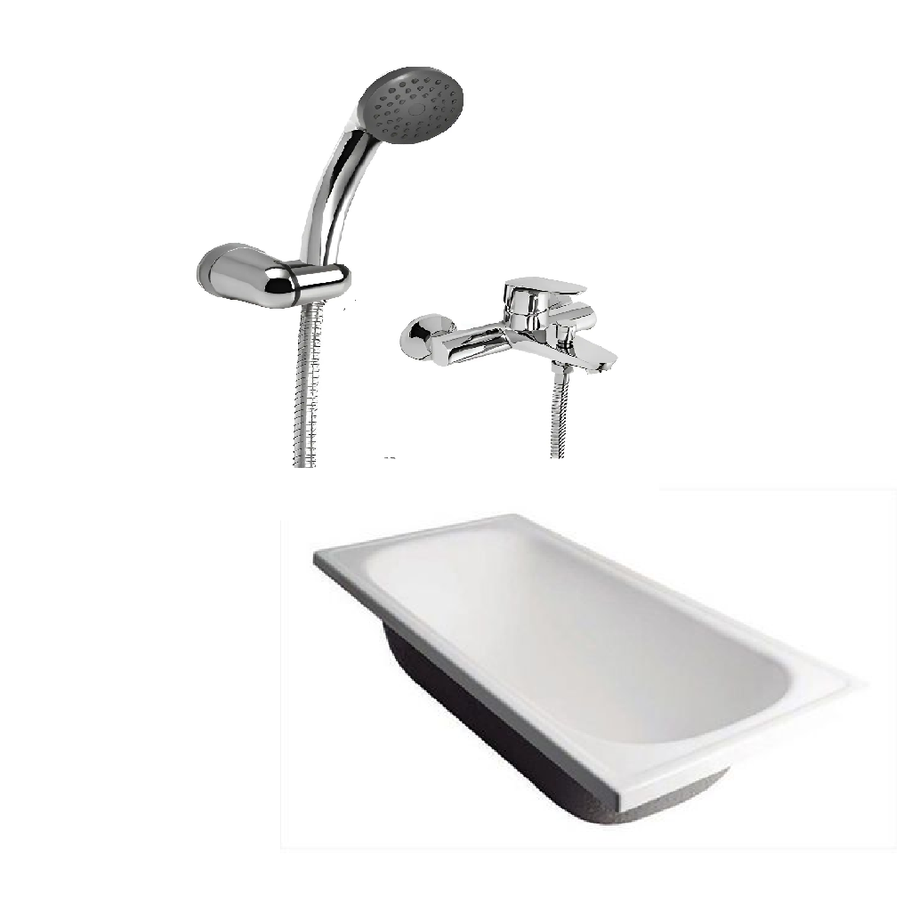 Combo Bañera Ferrum serena 150 (BF150) + Grif. Piazza dot (10108)