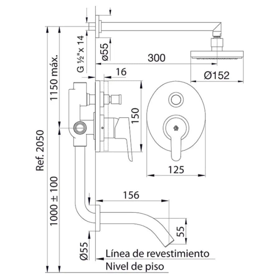 Griferia de Ducha Monocomando FV Puelo (0106/B5) - Griferias