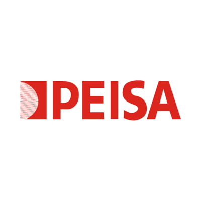 Logotipo «Red ’peisa’» rojo con un fondo rectangular blanco y un gráfico estilizado de semicírculo rojo a la izquierda del texto.
